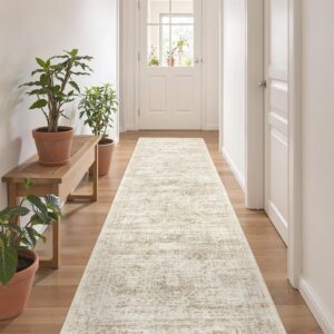 2x8 Runner Rug Non Slip,Washable Hallway Runner Rug,Beige | Neutral Rugs for Kitchen,Entryway,Bedroom,Bathroom,Nursery Room,Thin,Soft Runner Rug,Stain Resistant Indoor Carpet