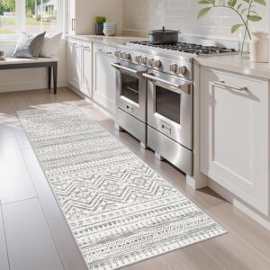 Miukiki Washable 2x6 Runner Rug Hallway Non Slip Kitchen Runner Grey | Machine Washable Long Floor Runner for Hallway Entryway Laundry Room Living Room Bedroom, Stain Resistant Indoor Carpet 2'x6'